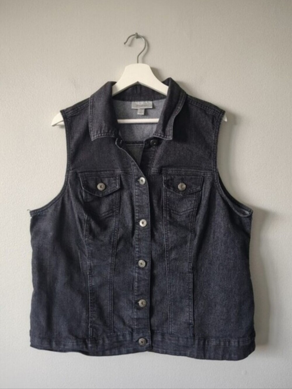 Dressbarn Black/Grey Stretch Jean Vest